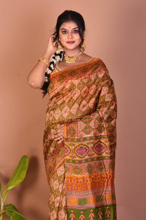 Yellow Printed Silk Saree - Keya Seth Exclusive