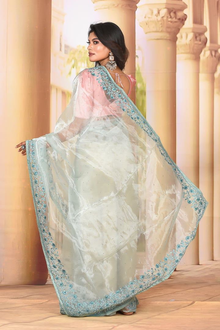 Sky Blue Jimmy Choo Saree - Keya Seth Exclusive