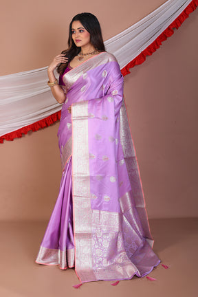 Mauve Blended Satin Silk Saree - Keya Seth Exclusive