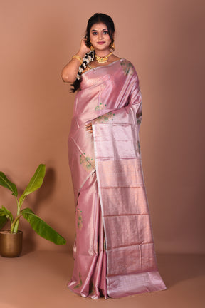 Peach Blended Crushed Tissue Saree - Keya Seth Exclusive