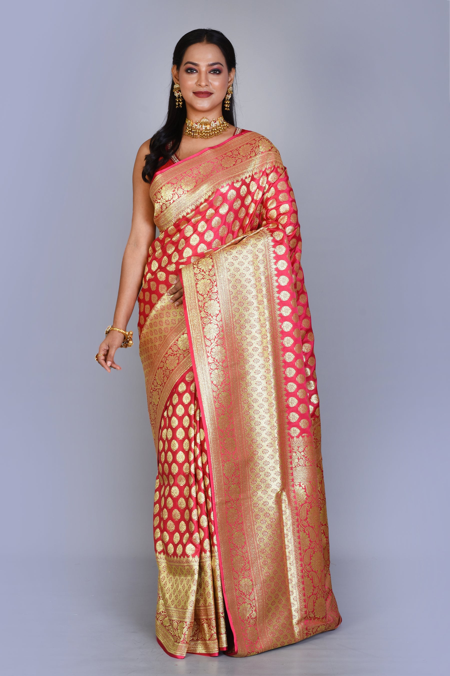 Peach Banarasi Saree with Blouse Piece - Keya Seth Exclusive