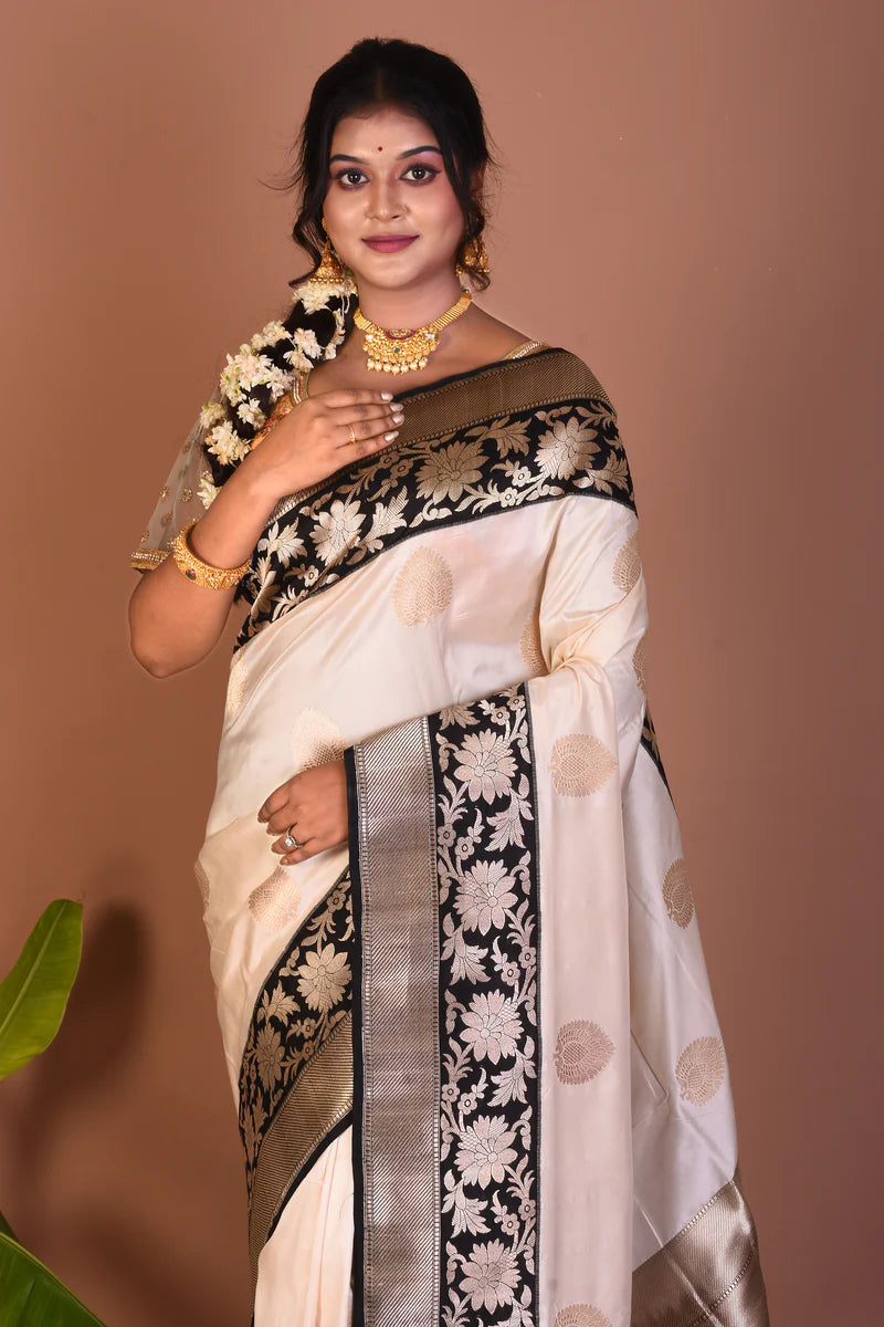 White Pure Katan Saree - Keya Seth Exclusive
