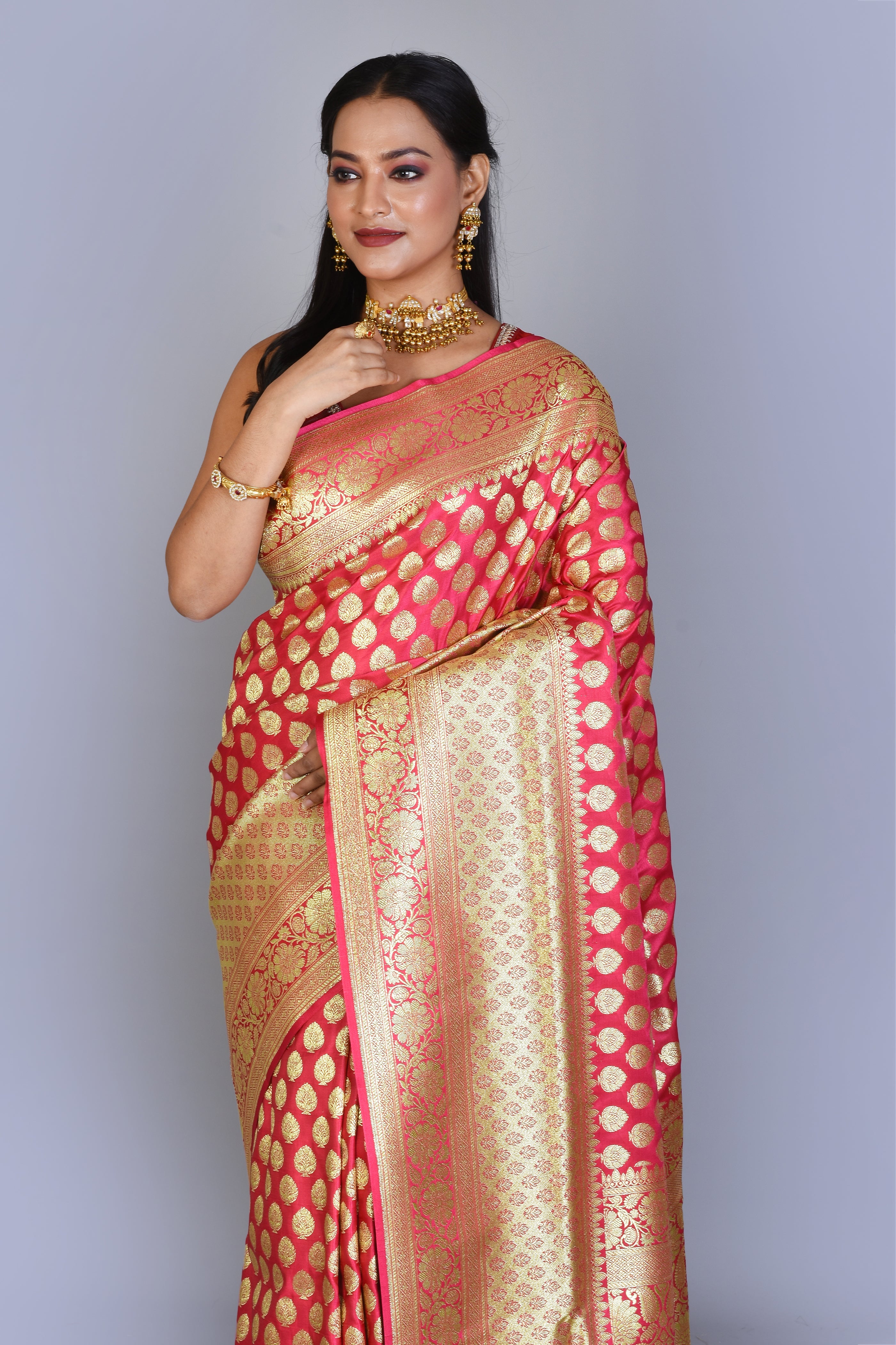 Peach Banarasi Saree with Blouse Piece - Keya Seth Exclusive