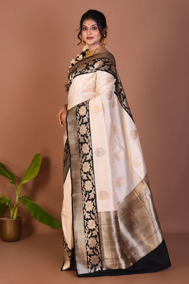 White Pure Katan Saree - Keya Seth Exclusive