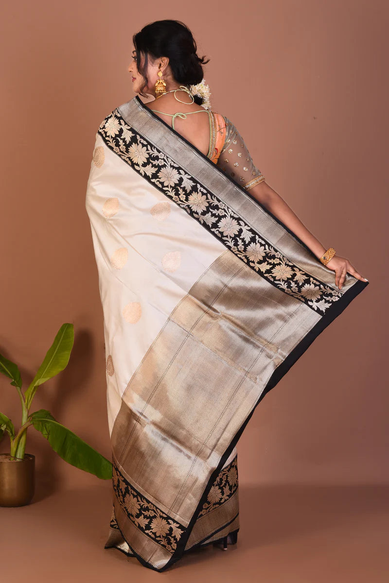 White Pure Katan Saree - Keya Seth Exclusive