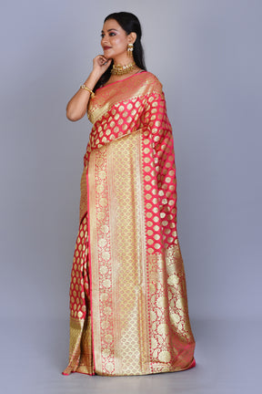 Peach Banarasi Saree with Blouse Piece - Keya Seth Exclusive