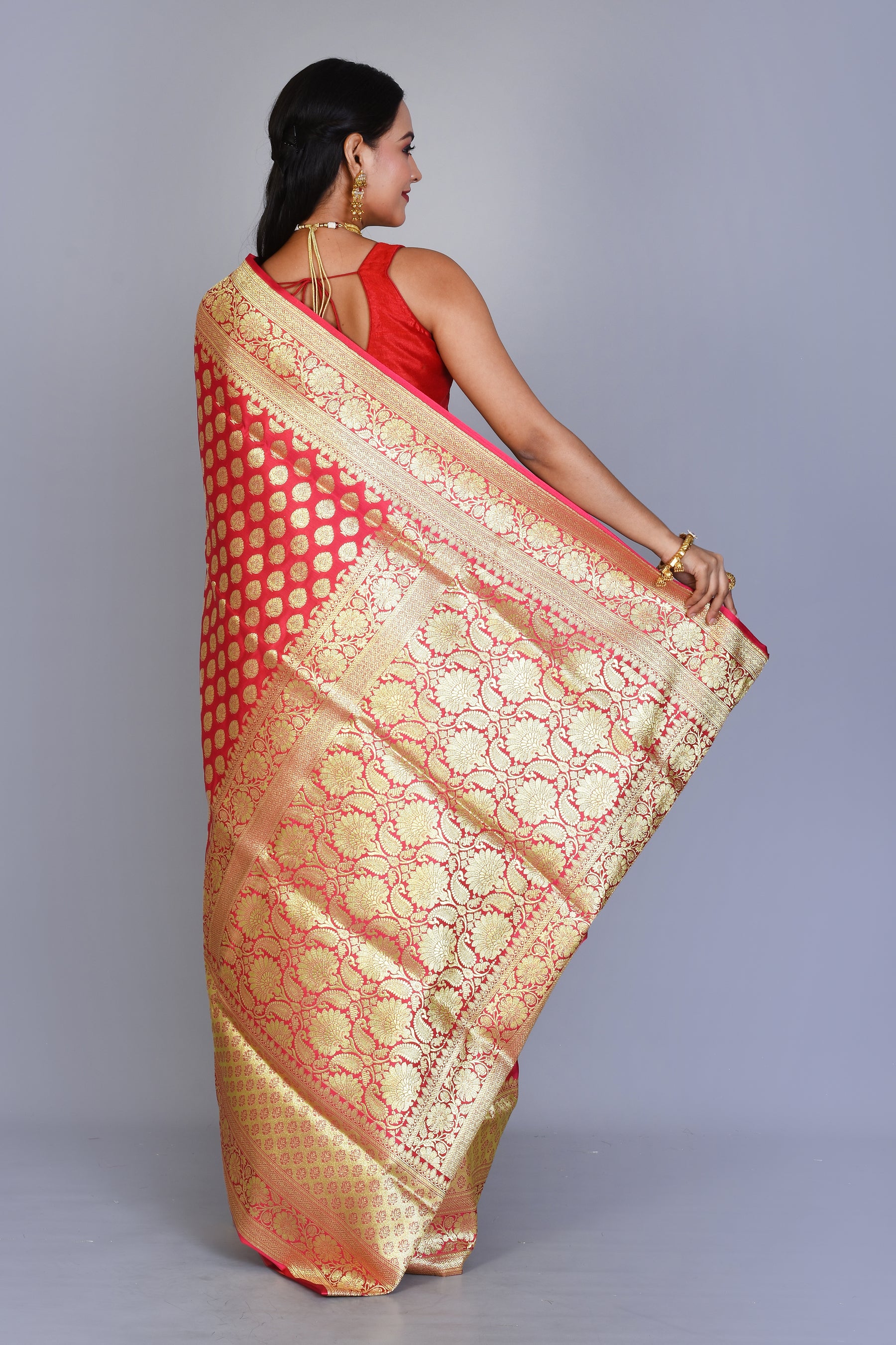 Peach Banarasi Saree with Blouse Piece - Keya Seth Exclusive