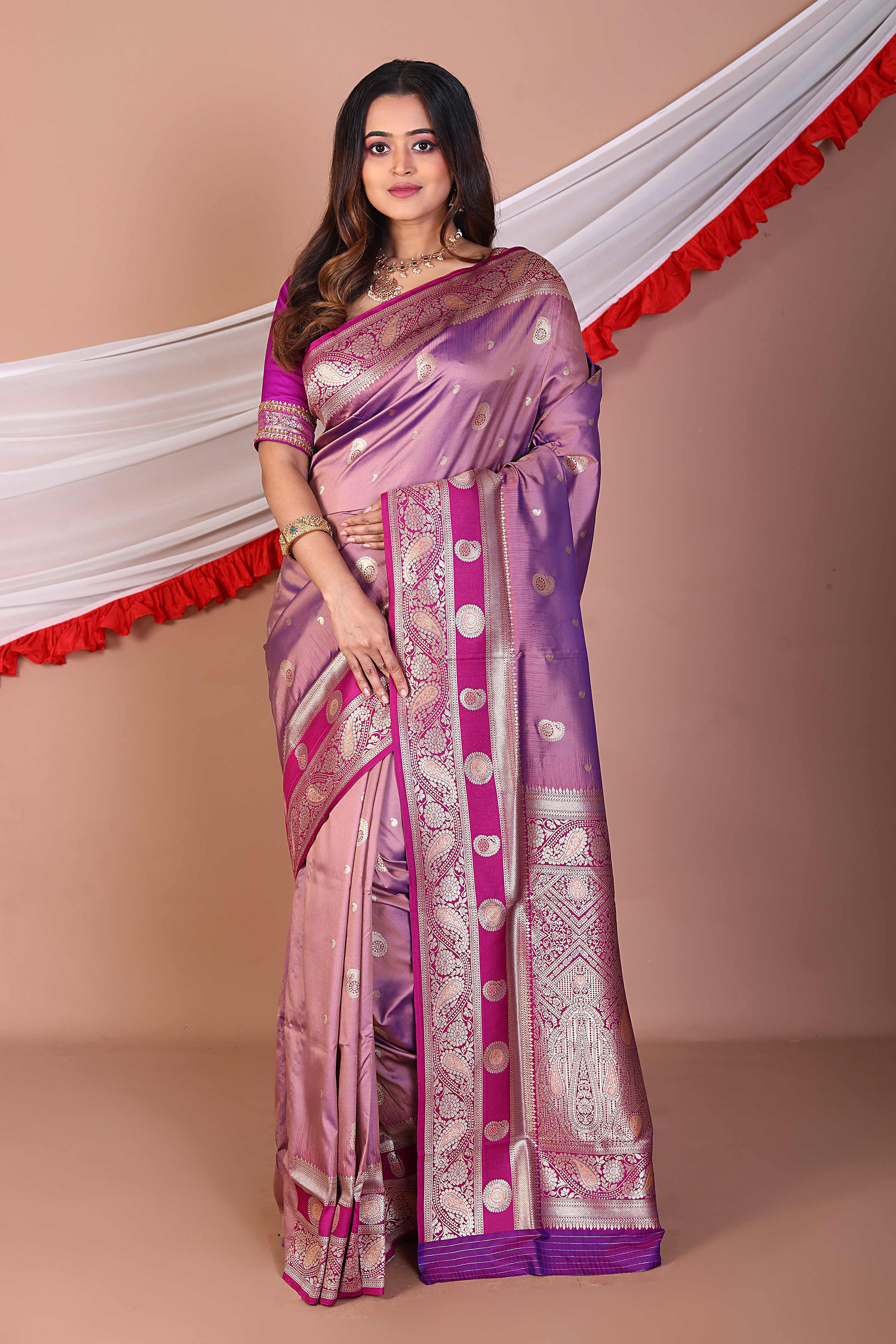 Dual Tone Lavender Blended Mashru Silk Saree - Keya Seth Exclusive