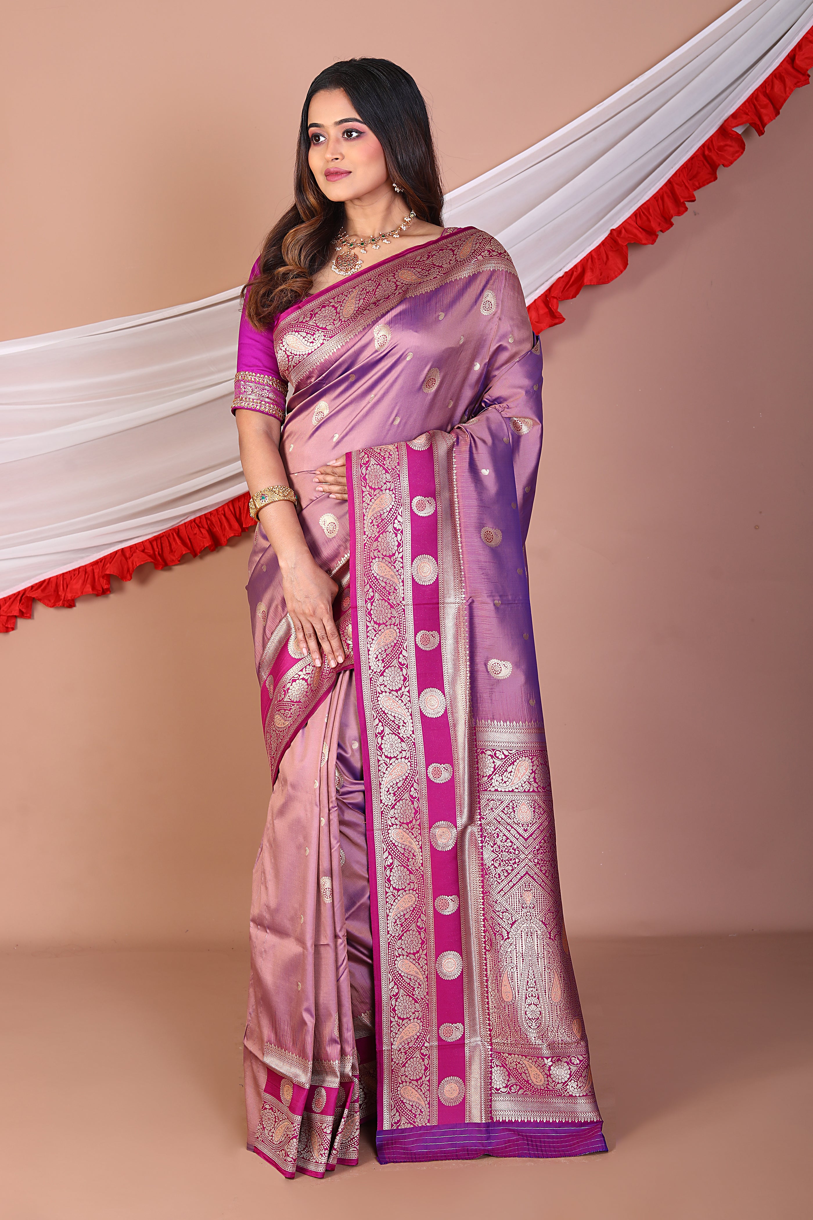 Dual Tone Lavender Blended Mashru Silk Saree - Keya Seth Exclusive