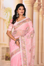 Load image into Gallery viewer, Baby Pink Soft Organza Saree - Keya Seth Exclusive
