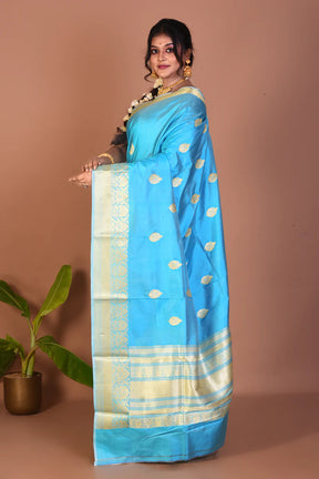 Sky Blue Pure Katan Saree - Keya Seth Exclusive