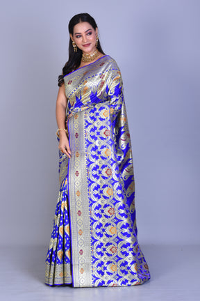 Royal Blue Half & Half Banarasi Saree with Blouse Piece - Keya Seth Exclusive