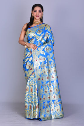 Blue Half & Half Banarasi Saree with Blouse Piece - Keya Seth Exclusive