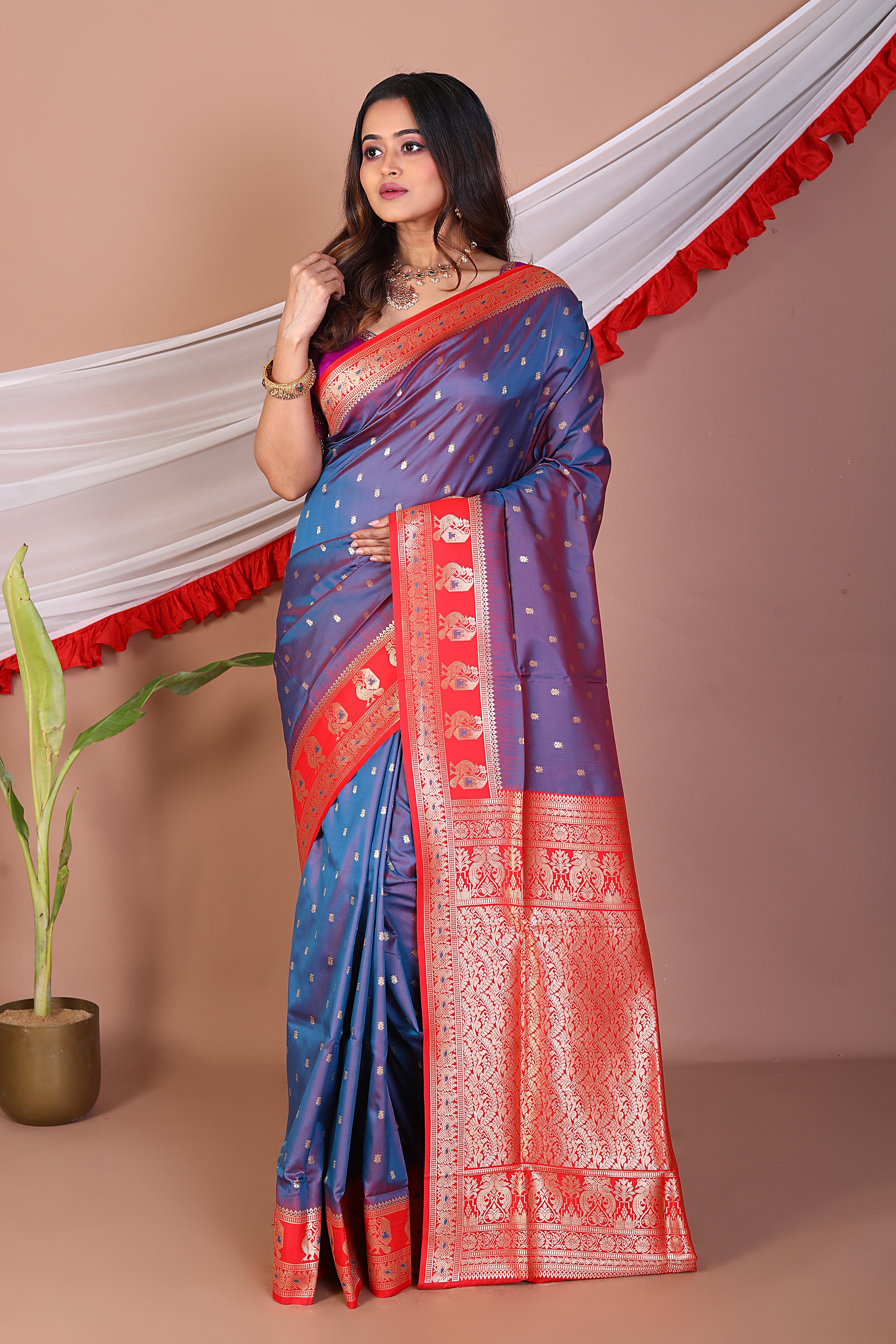 Dual Tone Purple Blended Mashru Silk Saree - Keya Seth Exclusive