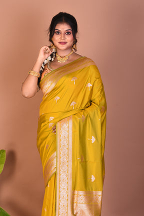 Olive Green Blended Mashru Silk Saree - Keya Seth Exclusive