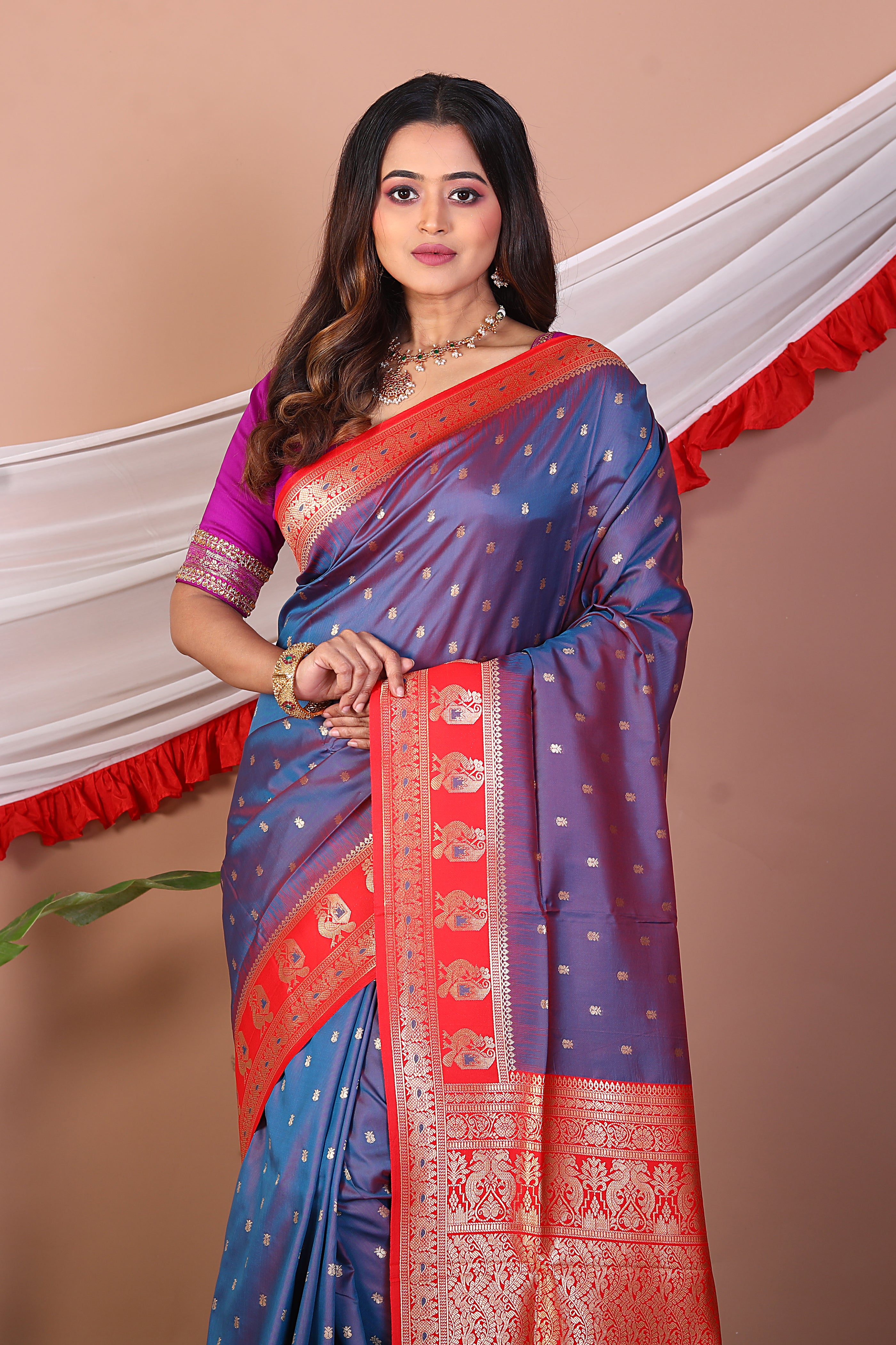 Dual Tone Purple Blended Mashru Silk Saree - Keya Seth Exclusive