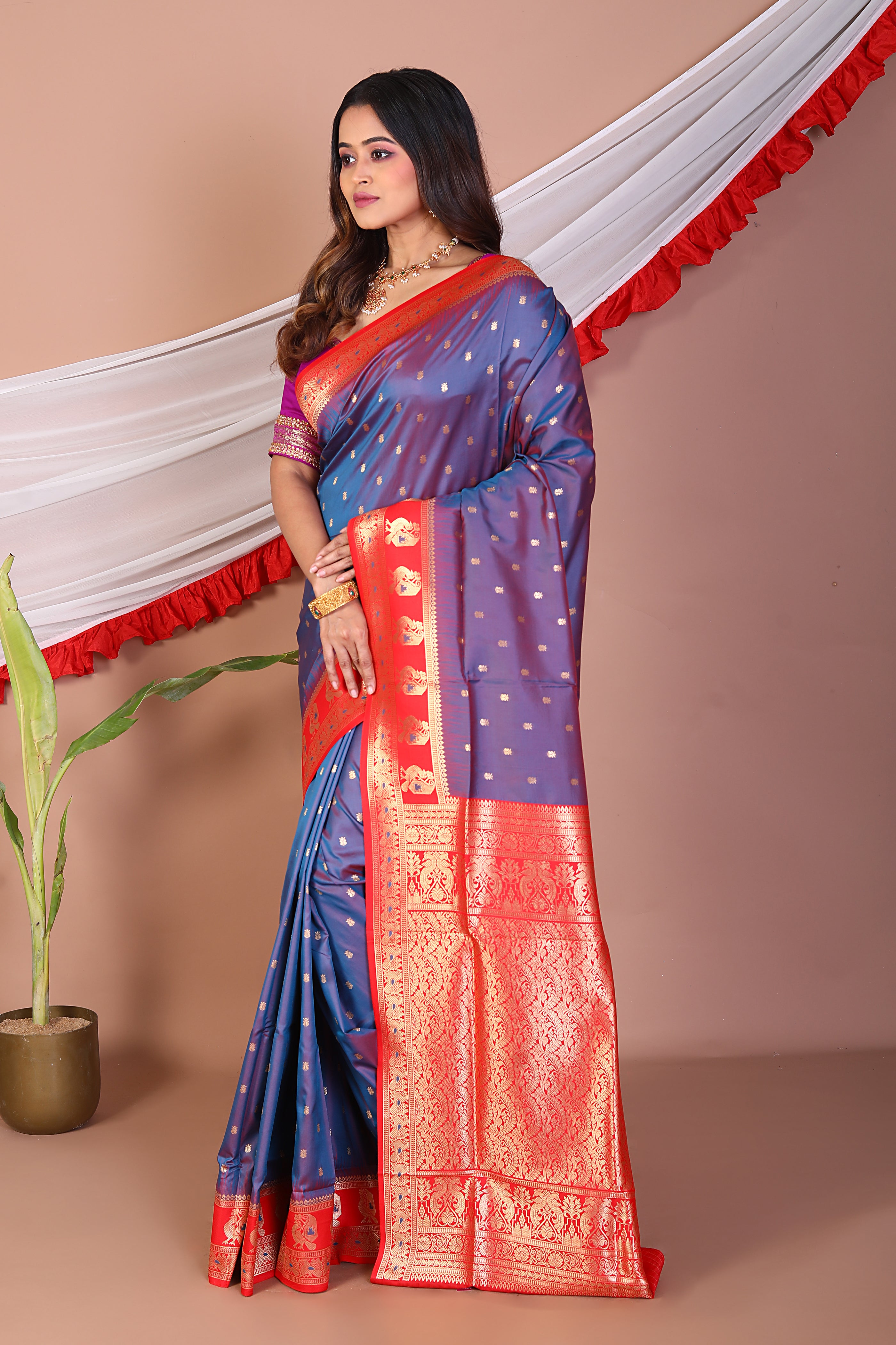 Dual Tone Purple Blended Mashru Silk Saree - Keya Seth Exclusive