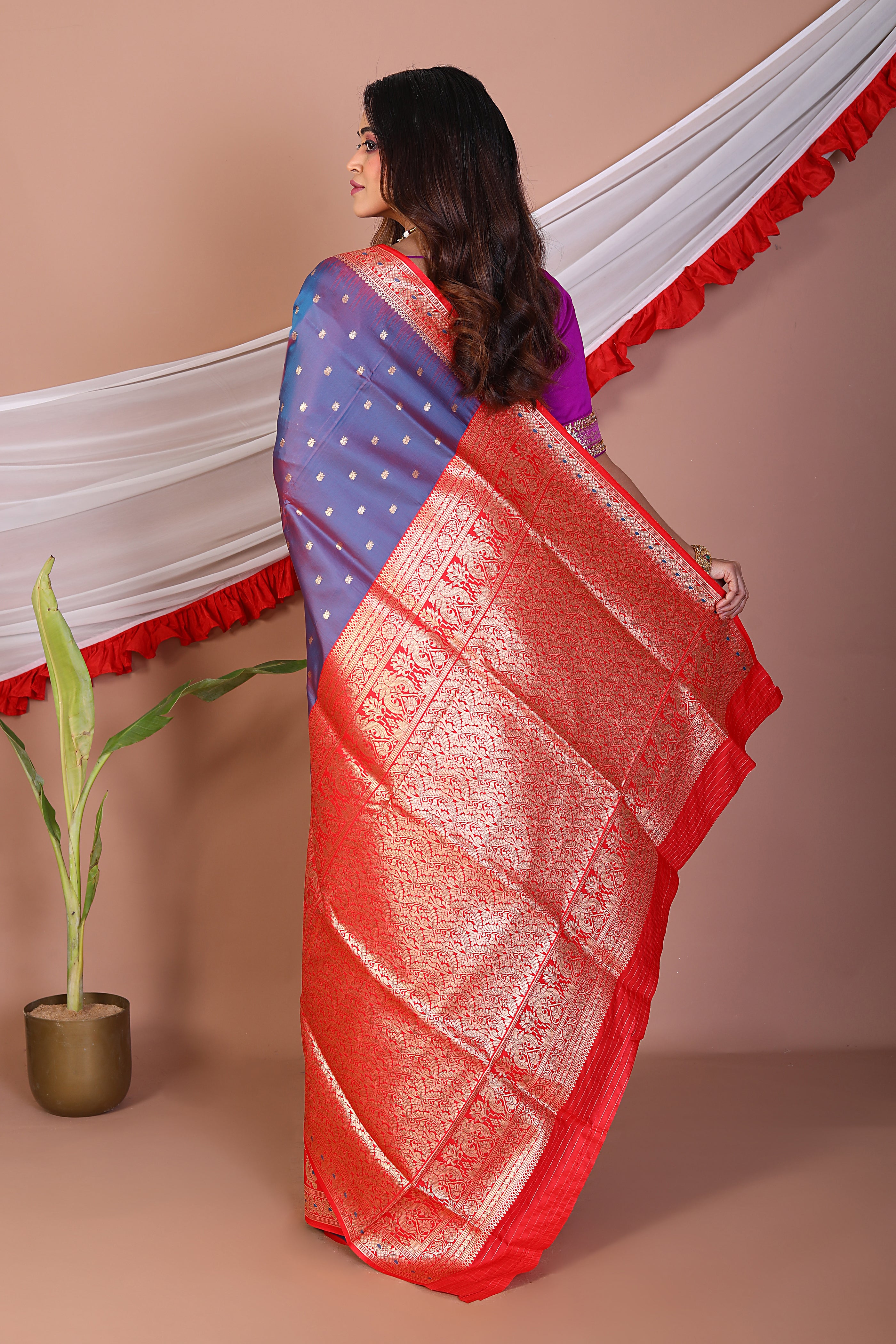 Dual Tone Purple Blended Mashru Silk Saree - Keya Seth Exclusive