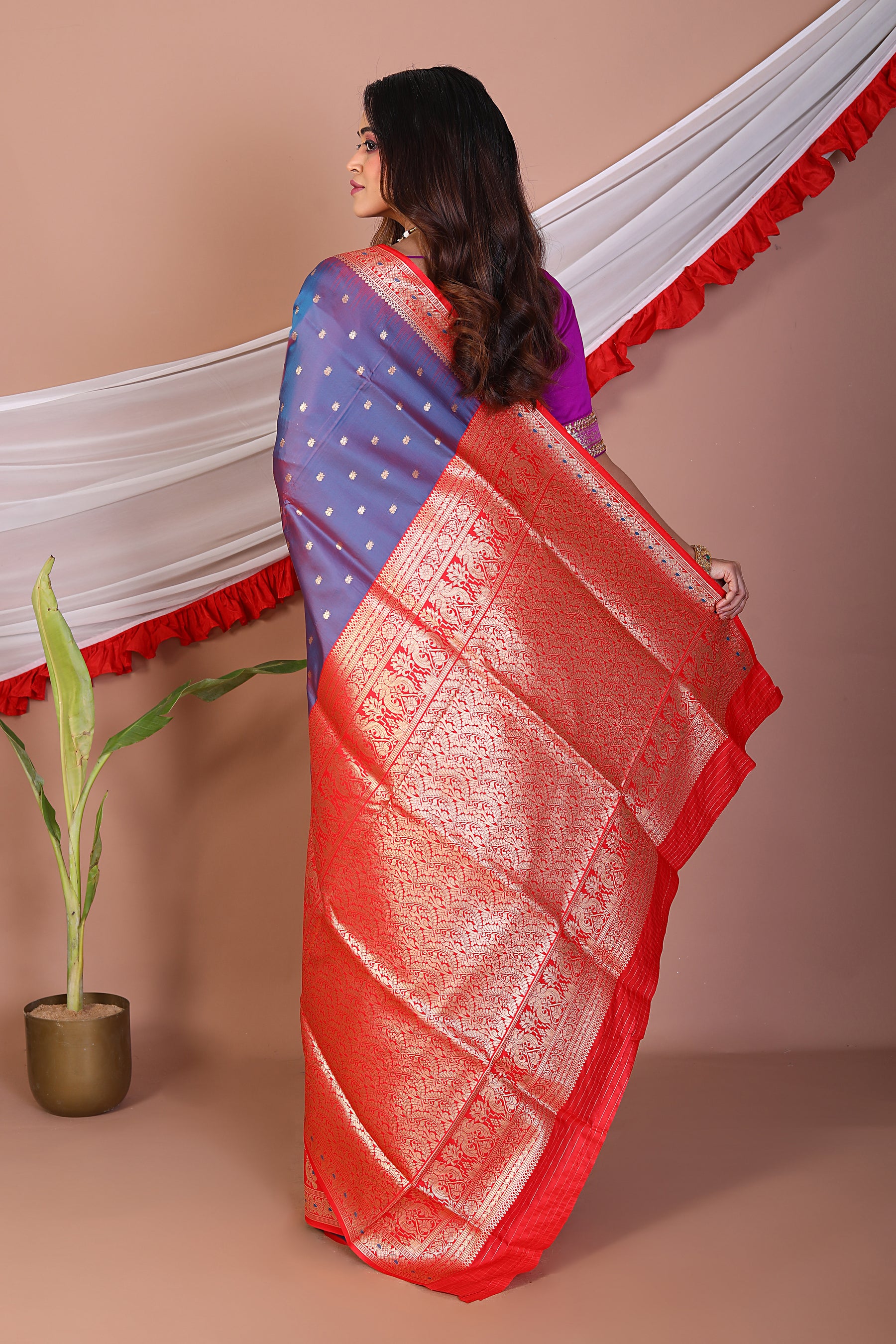 Dual Tone Purple Blended Mashru Silk Saree - Keya Seth Exclusive