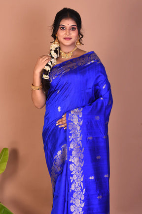 Royal Blue Pure Tussar Saree - Keya Seth Exclusive