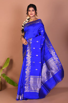 Royal Blue Pure Tussar Saree - Keya Seth Exclusive