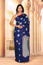 Load image into Gallery viewer, Elegant Deep Blue Semi Silk Saree - Keya Seth Exclusive

