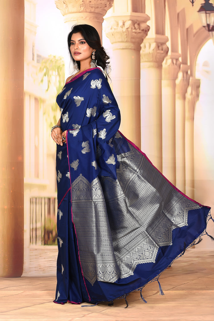 Elegant Deep Blue Semi Silk Saree - Keya Seth Exclusive