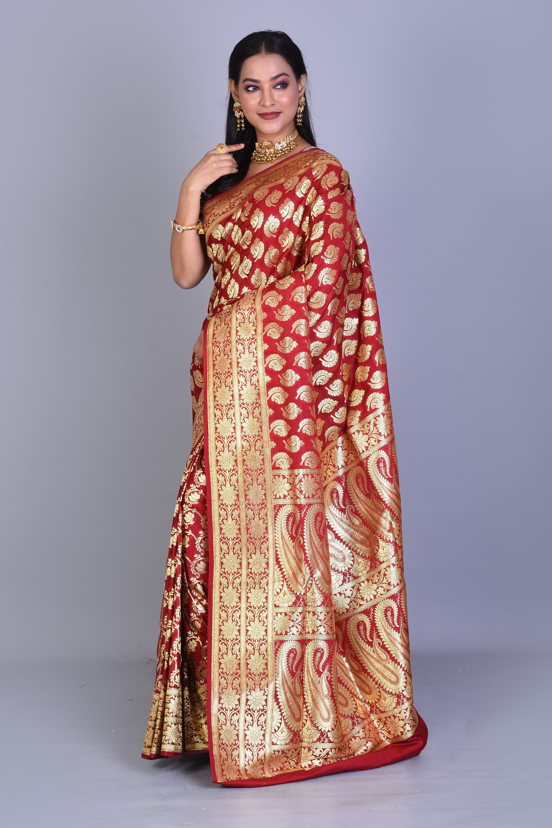 Red Half & Half Banarasi Saree with Blouse Piece - Keya Seth Exclusive