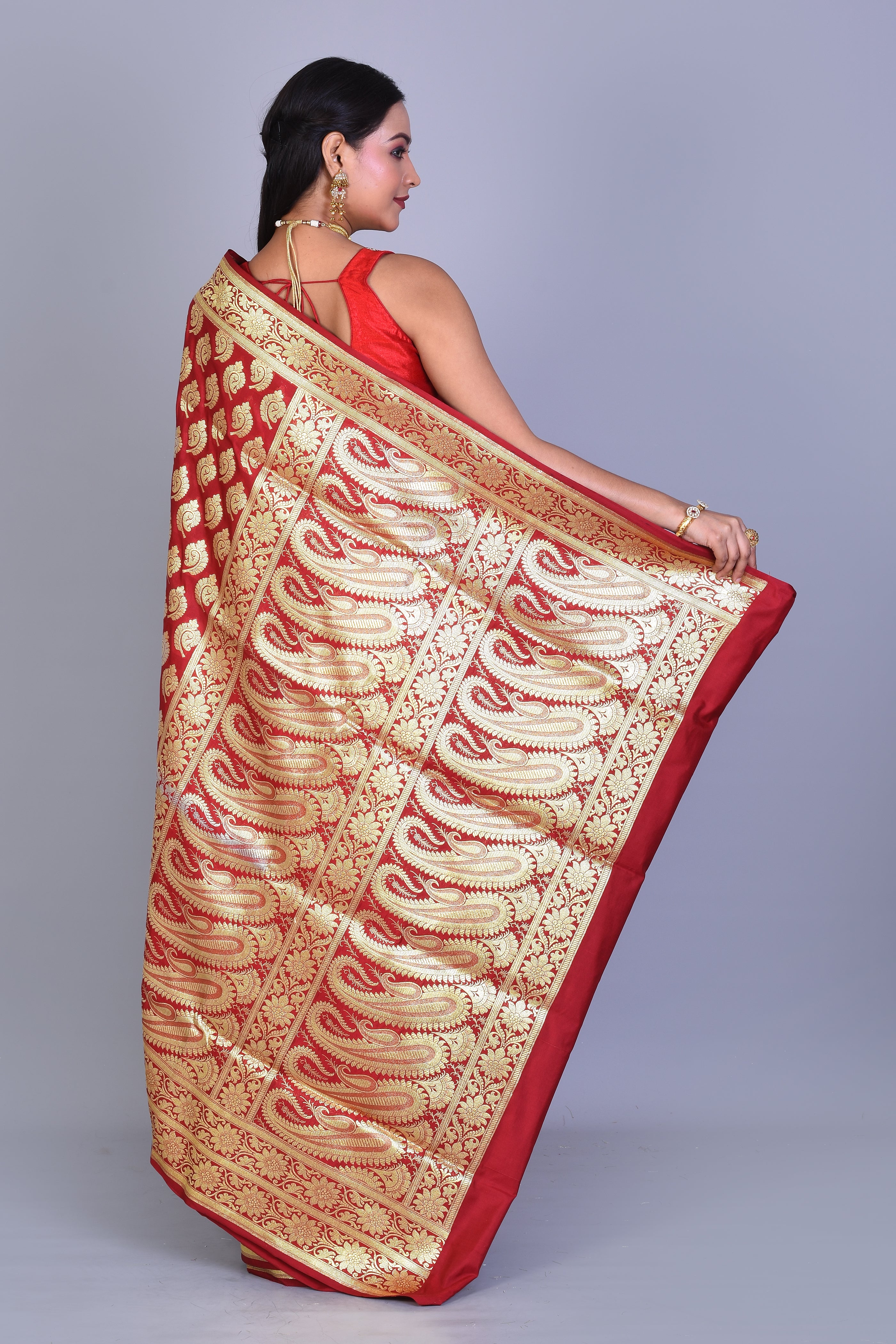 Red Half & Half Banarasi Saree with Blouse Piece - Keya Seth Exclusive