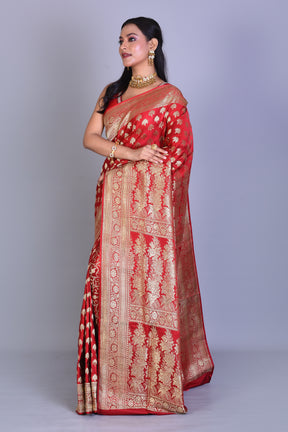 Red Banarasi Saree with Blouse Piece - Keya Seth Exclusive