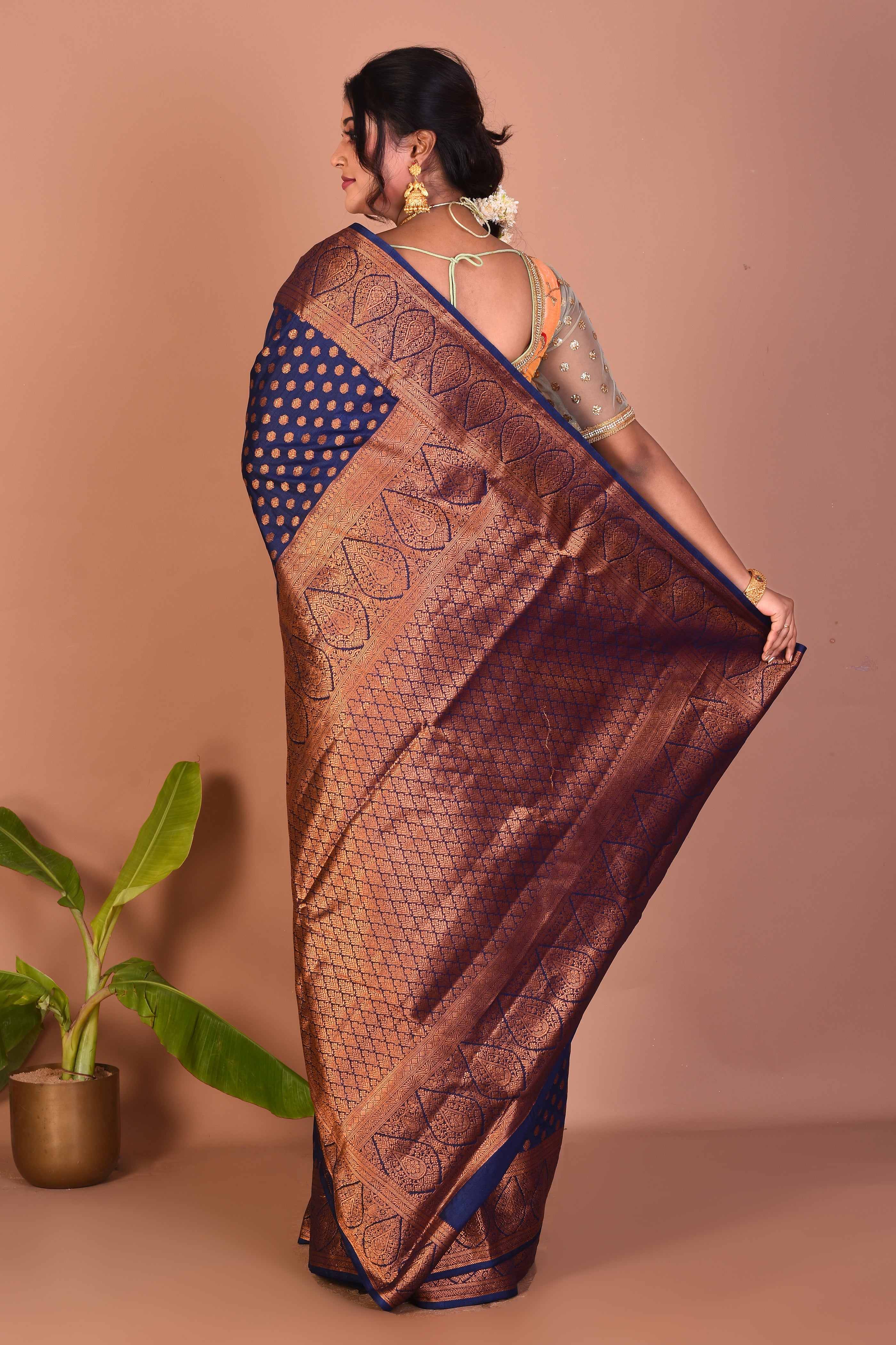 Navy Blue Art Silk Saree - Keya Seth Exclusive