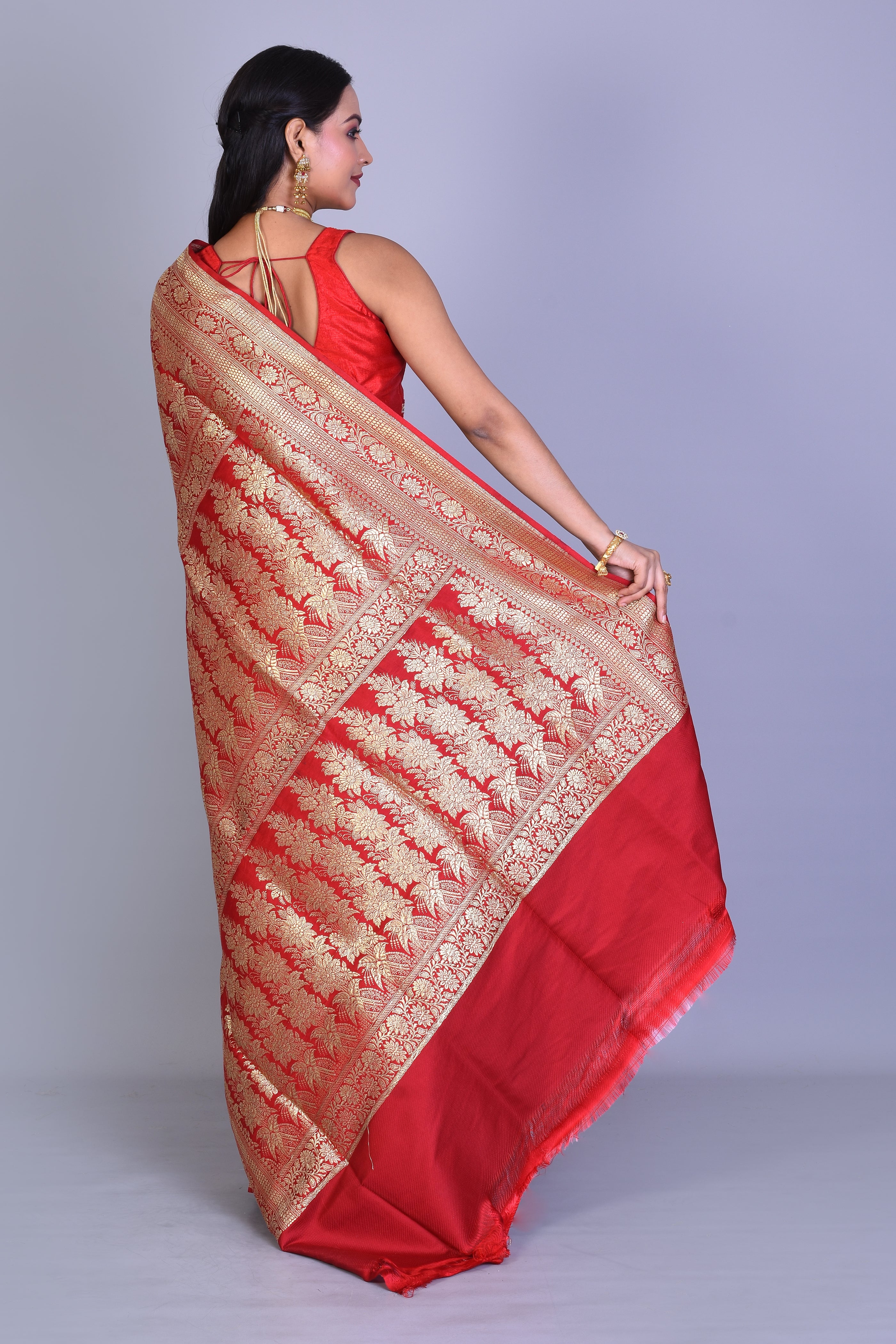 Red Banarasi Saree with Blouse Piece - Keya Seth Exclusive