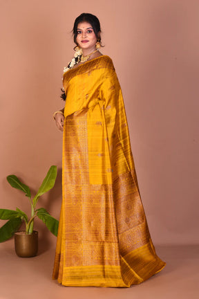 Yellow Pure Tussar Saree - Keya Seth Exclusive