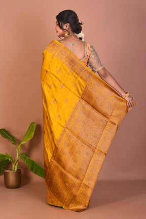Yellow Pure Tussar Saree - Keya Seth Exclusive