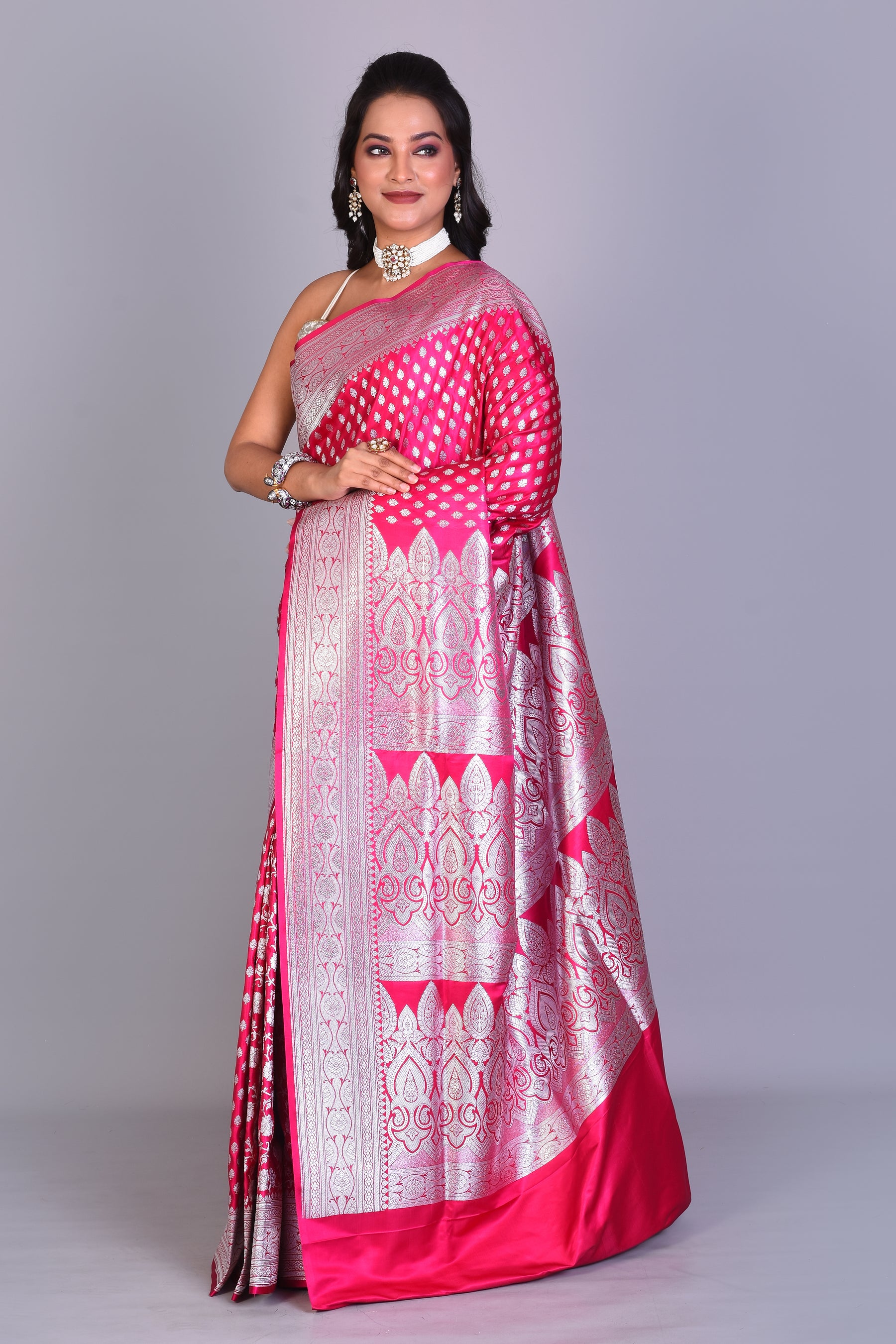 Pink Banarasi Saree with Blouse Piece - Keya Seth Exclusive