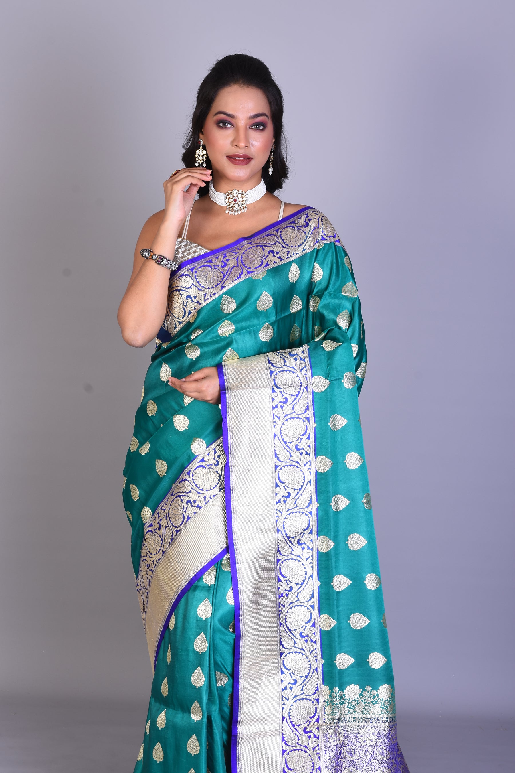 Sea Green Banarasi Saree with Blouse Piece - Keya Seth Exclusive