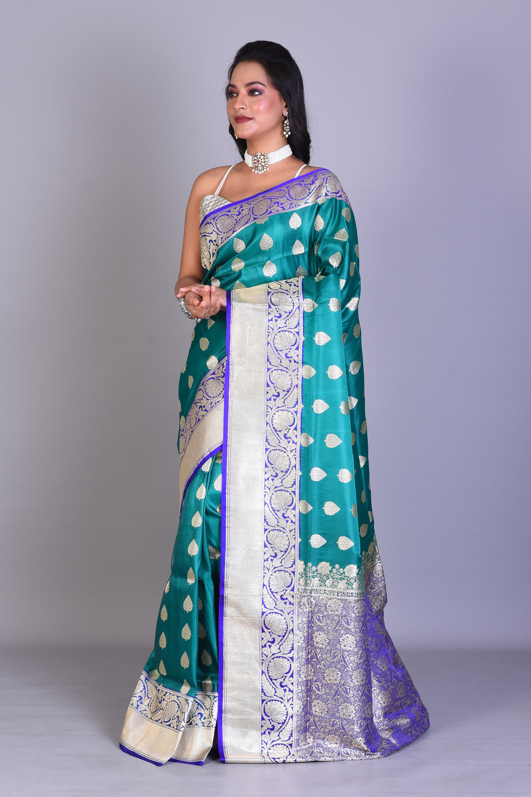 Sea Green Banarasi Saree with Blouse Piece - Keya Seth Exclusive