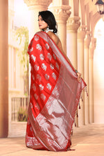Load image into Gallery viewer, Graceful Red Silver Semi Silk Saree - Keya Seth Exclusive

