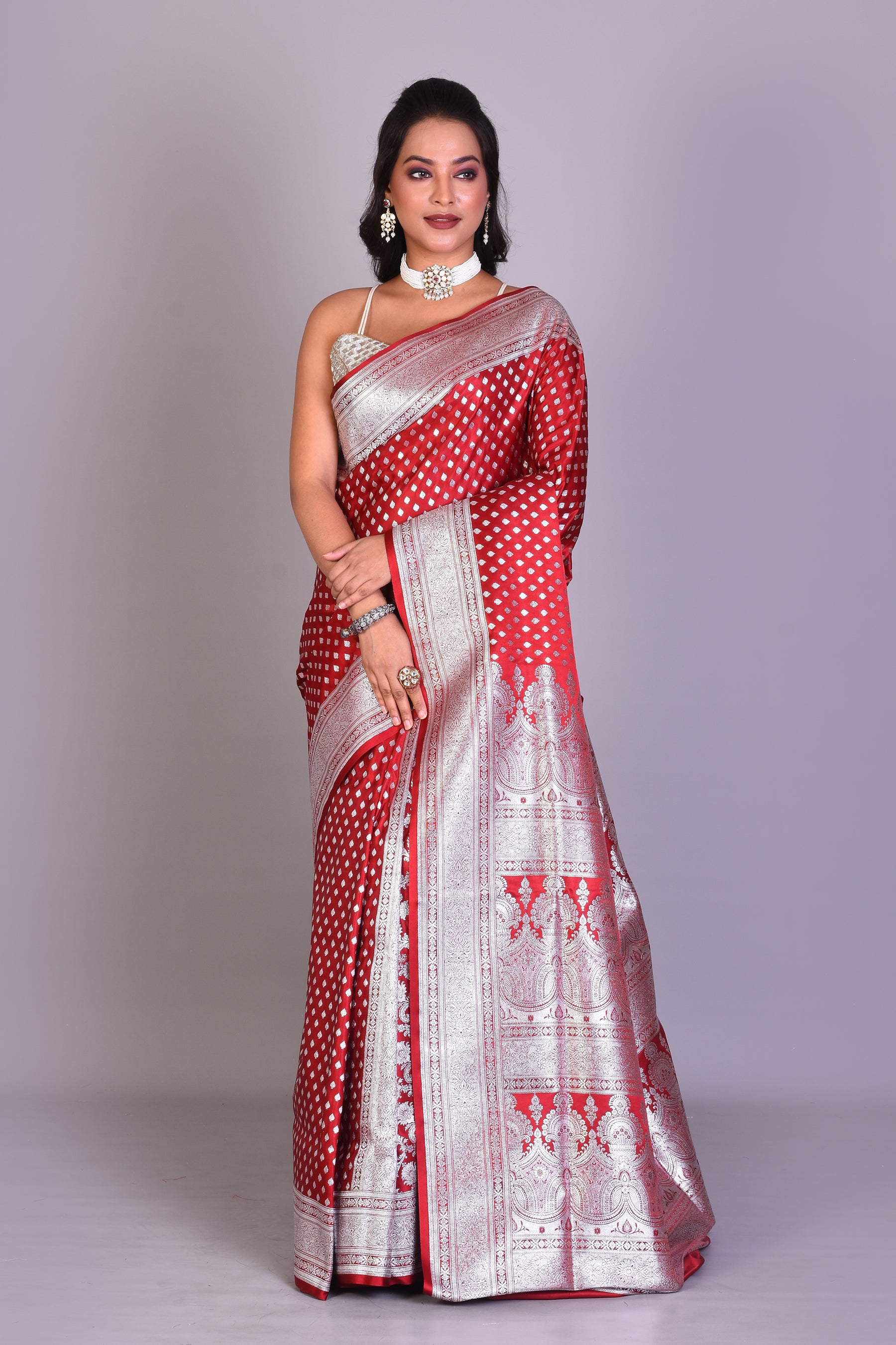 Red Banarasi Saree with Blouse Piece - Keya Seth Exclusive