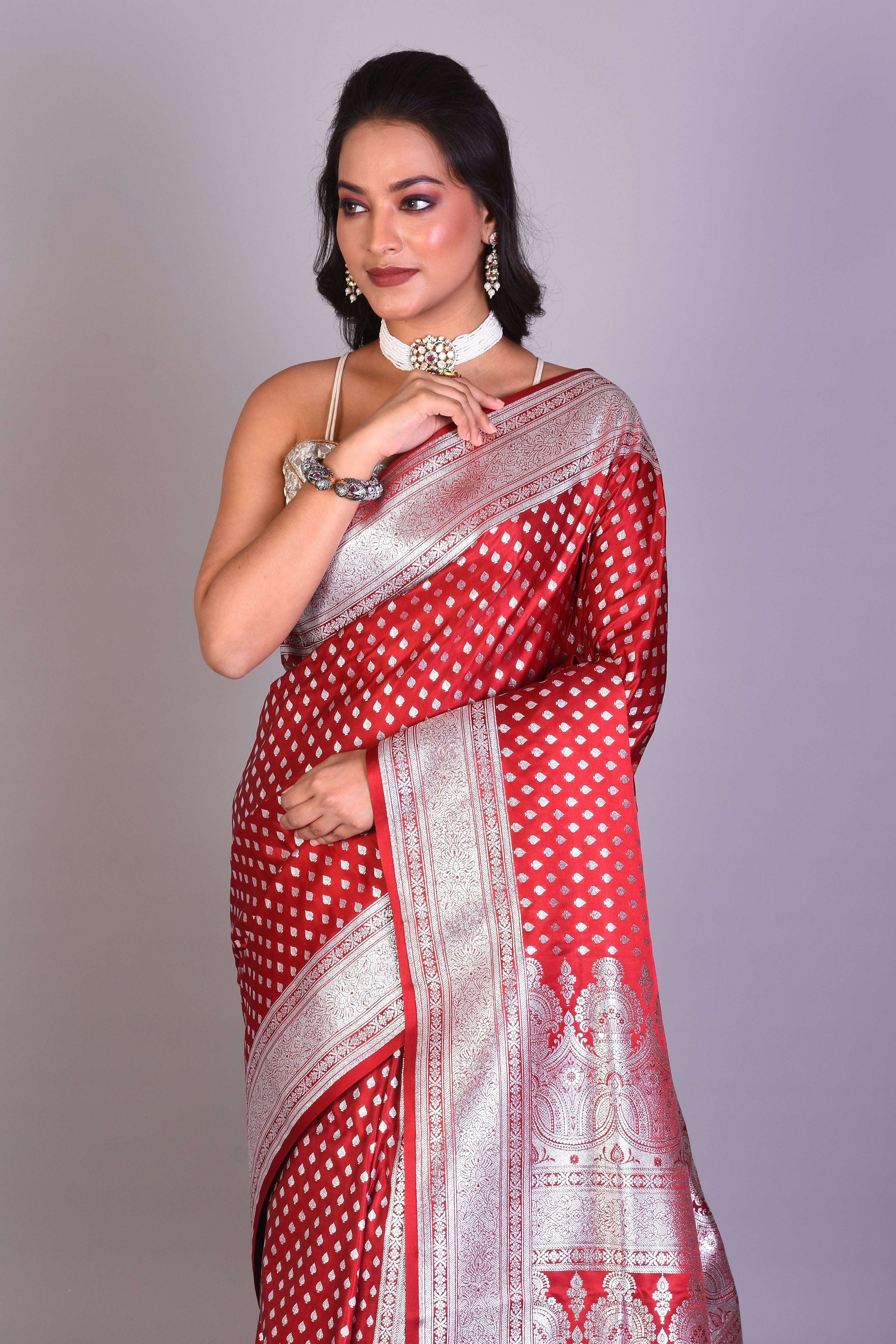 Red Banarasi Saree with Blouse Piece - Keya Seth Exclusive