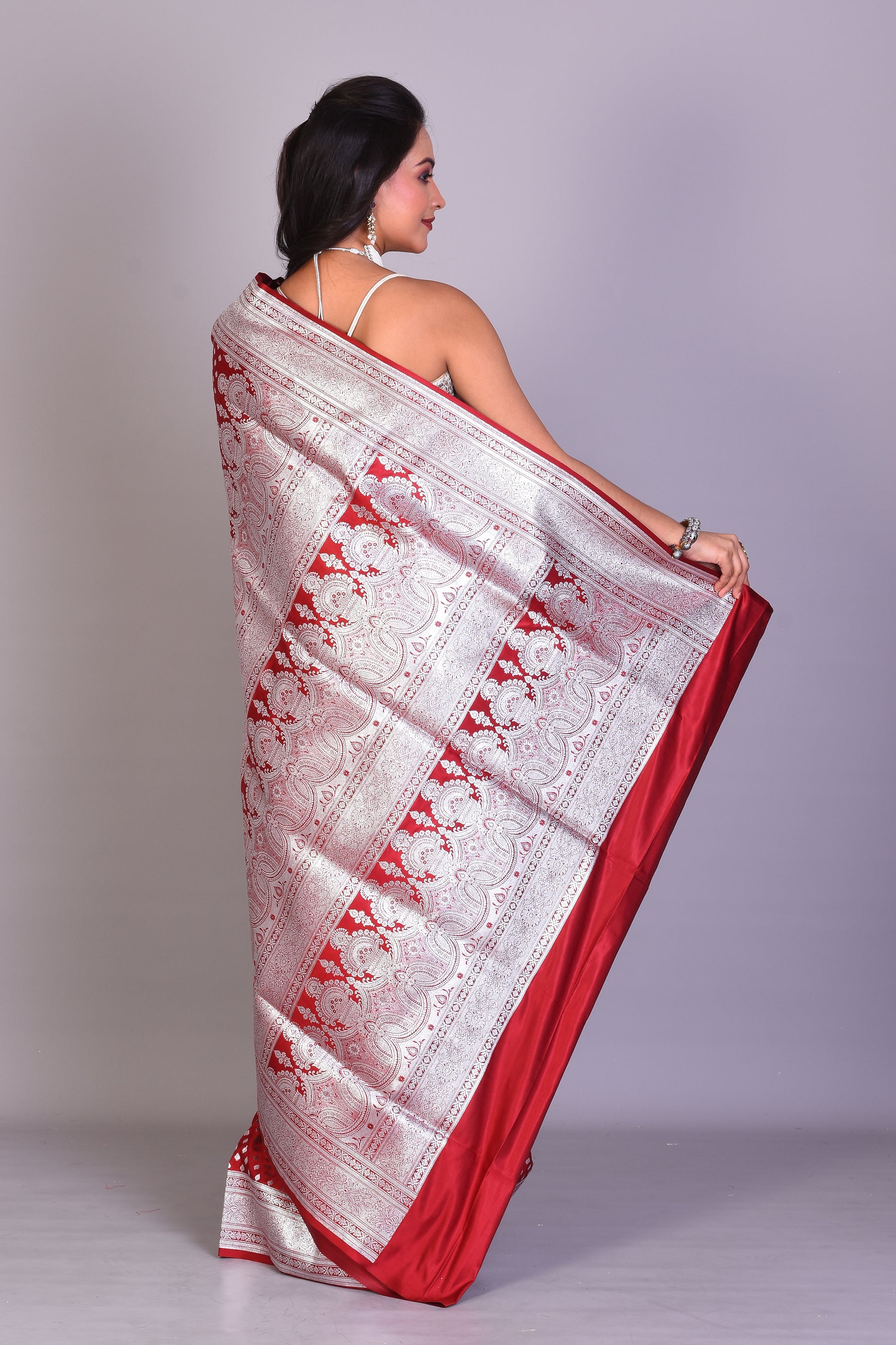 Red Banarasi Saree with Blouse Piece - Keya Seth Exclusive