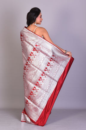 Red Banarasi Saree with Blouse Piece - Keya Seth Exclusive