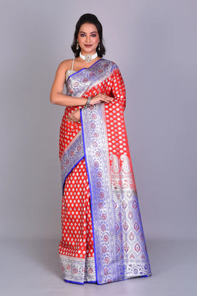 Red Banarasi Saree with Blouse Piece - Keya Seth Exclusive