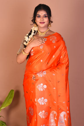 Orange Blended Satin Silk Saree - Keya Seth Exclusive