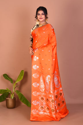 Orange Blended Satin Silk Saree - Keya Seth Exclusive
