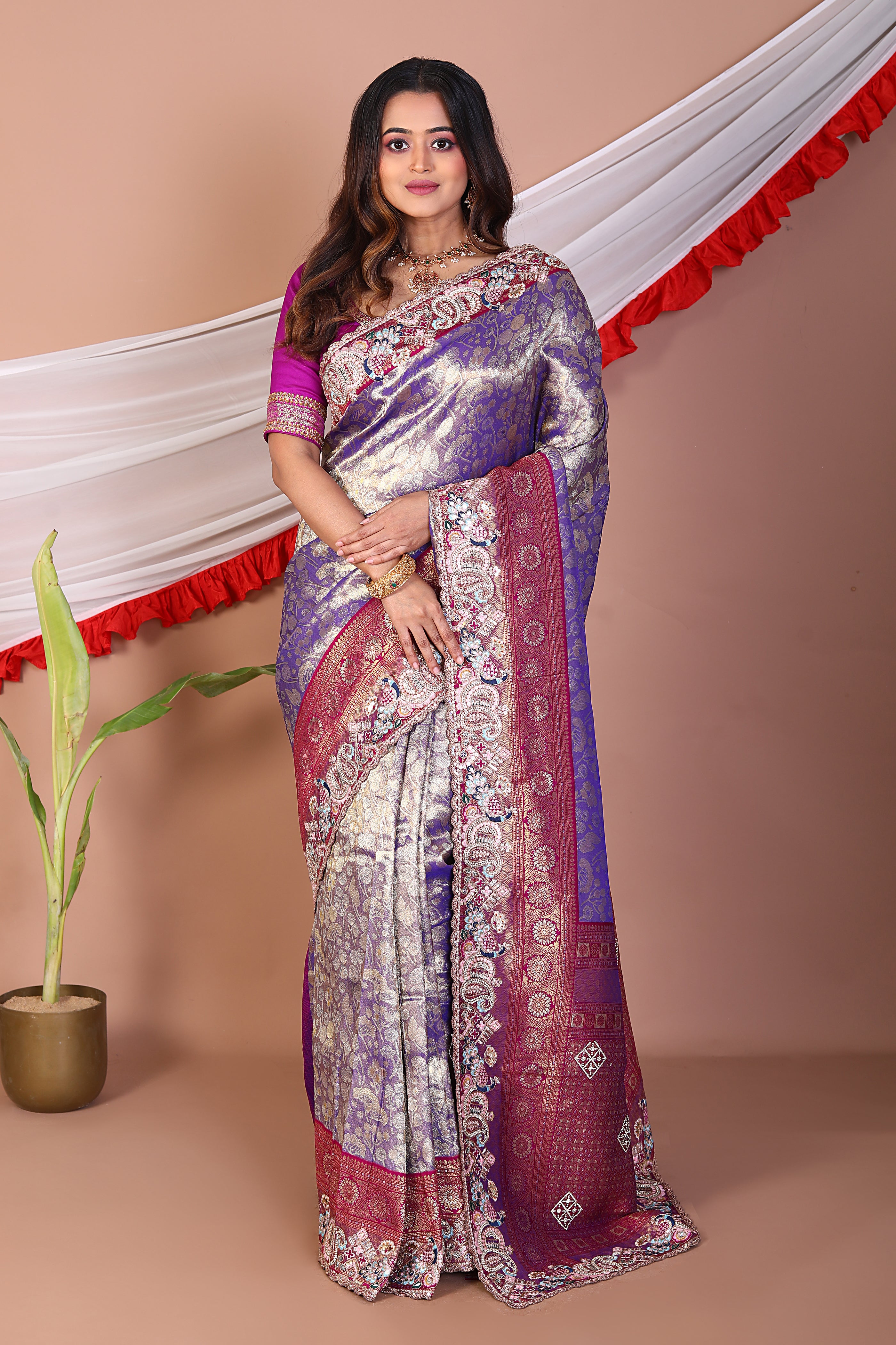 Lavender Blended Tissue Saree - Keya Seth Exclusive