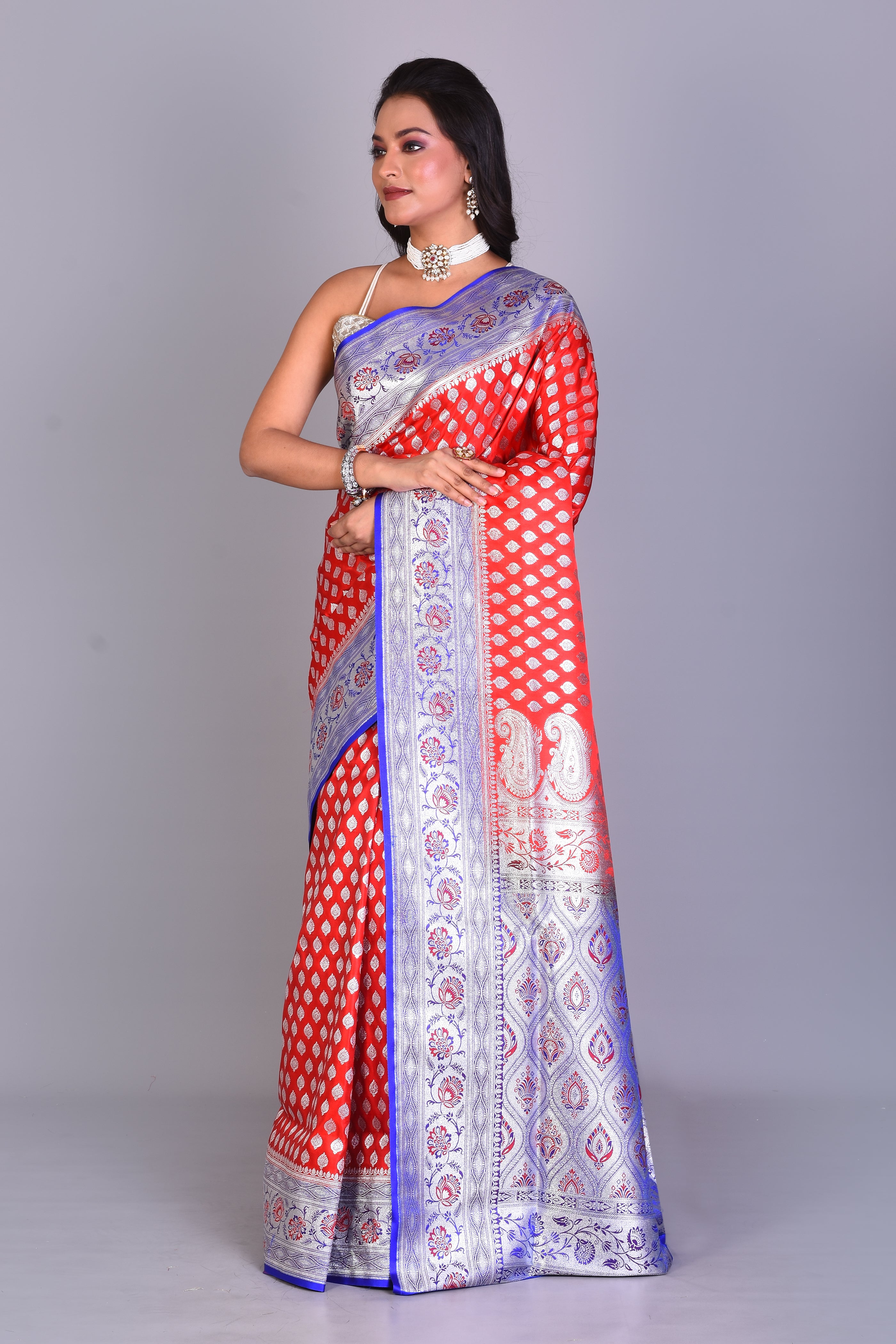 Red Banarasi Saree with Blouse Piece - Keya Seth Exclusive