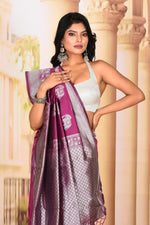 Load image into Gallery viewer, Graceful Magenta Silver Semi Silk Saree - Keya Seth Exclusive
