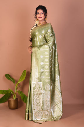 Green Blended Satin Silk Saree - Keya Seth Exclusive