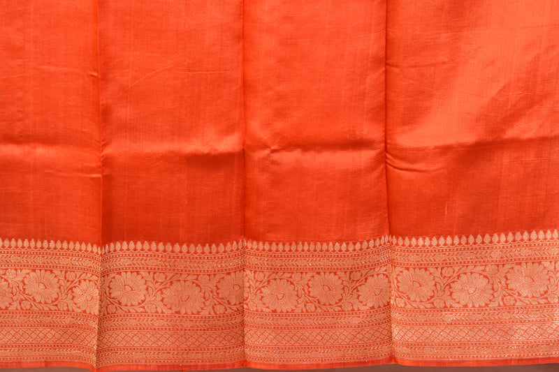 Orange Pure Katan Saree - Keya Seth Exclusive